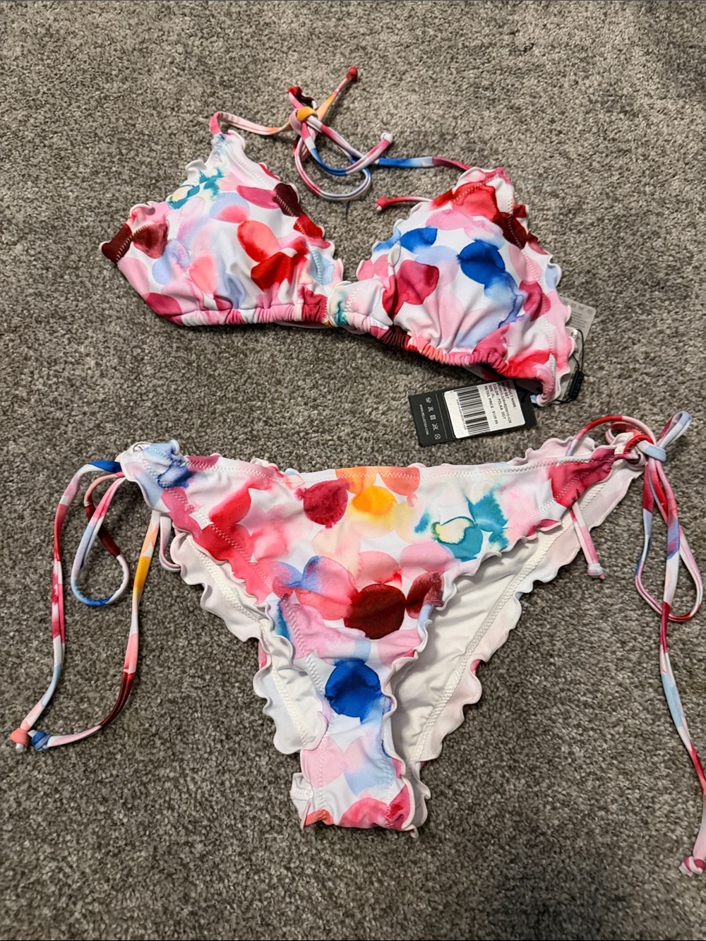 RELLECIGA Multicolor Watercolor Floral Print Bikini - White Base